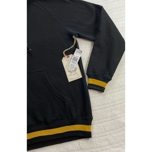 BLACKJACK MEN’S MEDIUM Black Pullover  Hoodie with Gold Trim - Picture 3 of 10